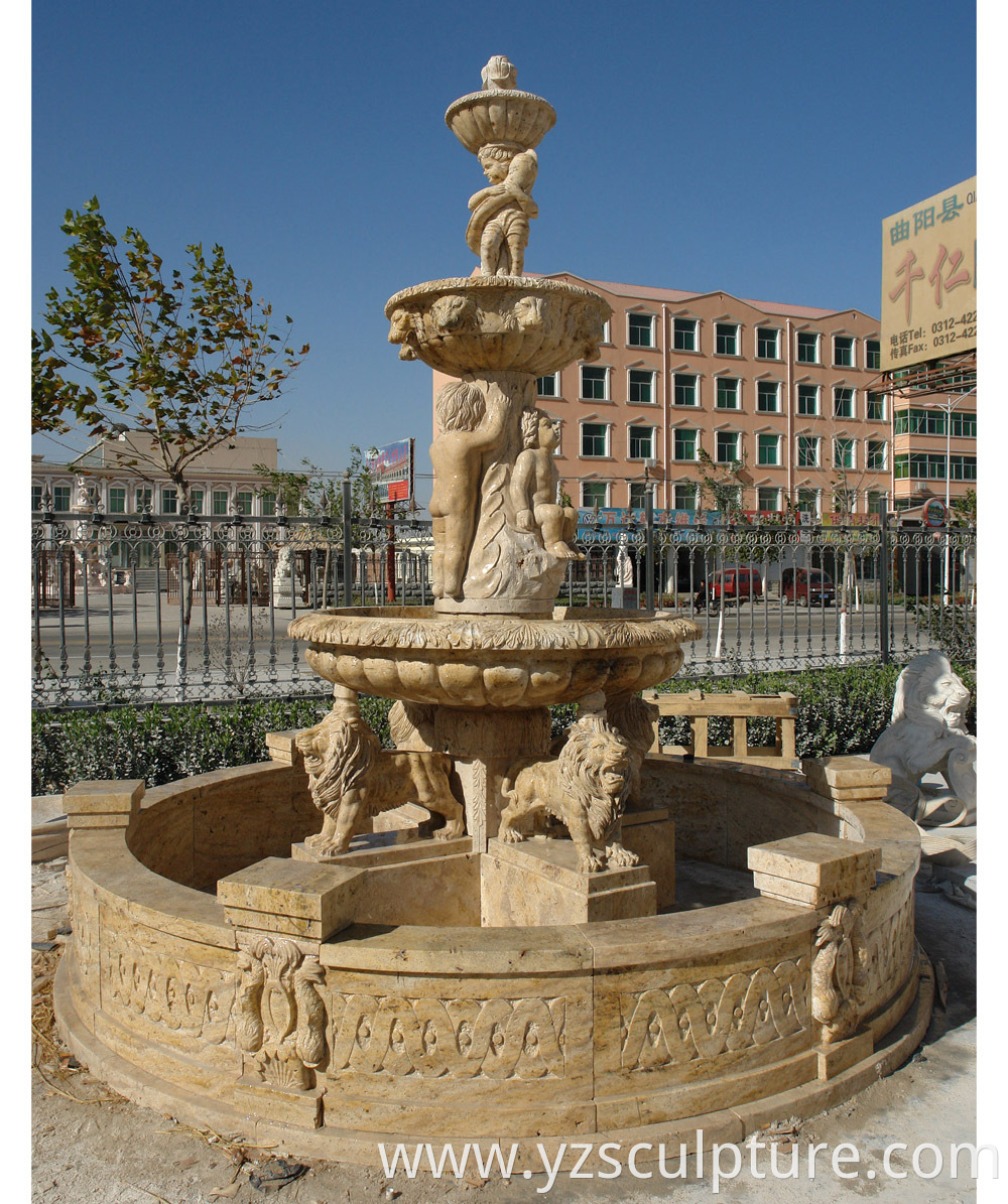 yellow lion water fountain 